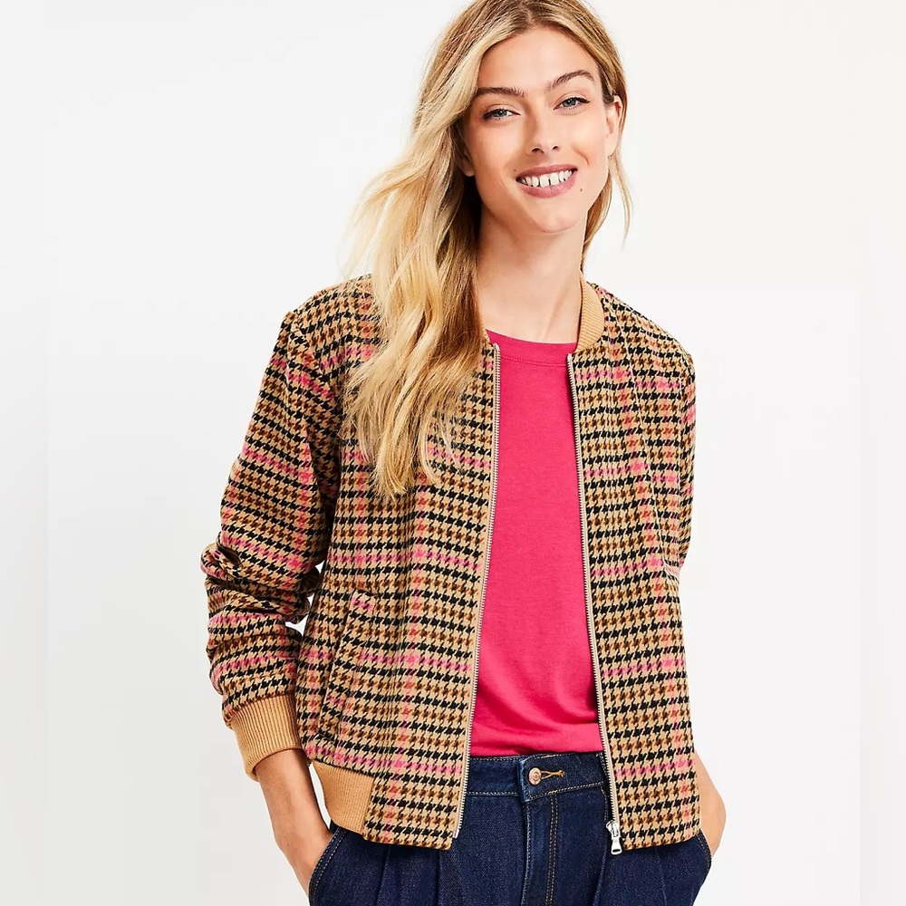 LOFT Houndstooth Bomber Jacket